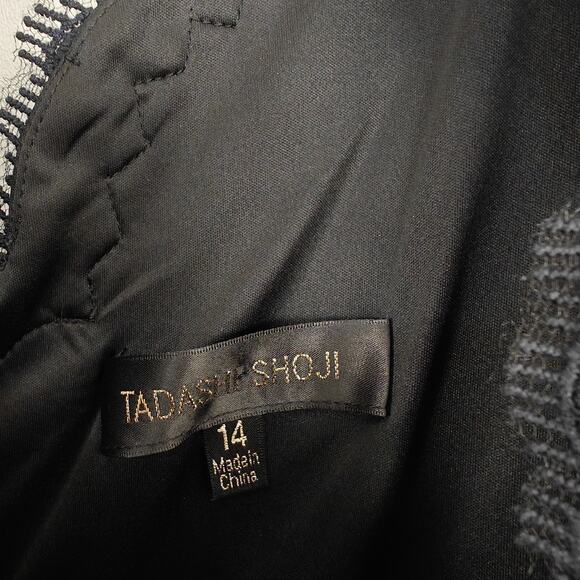 Tadashi Shoji Embroidered Lace Sequin Dress Size 14 Blue Black Cocktail Evening - Picture 8 of 10